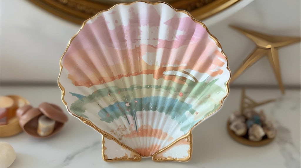 Painted Seashell Jewelry Holder