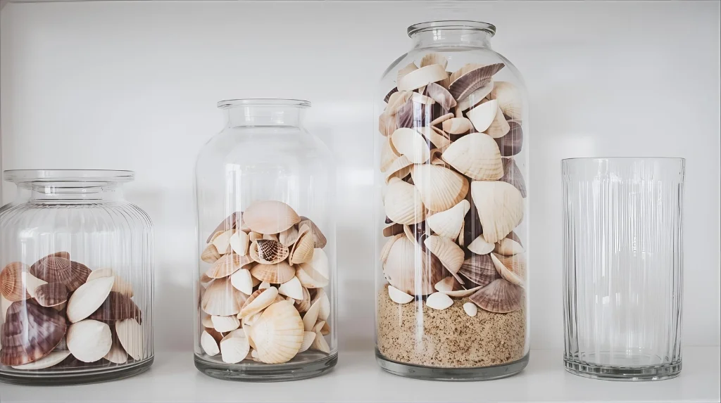 Glass Jars & Vases full of seashells