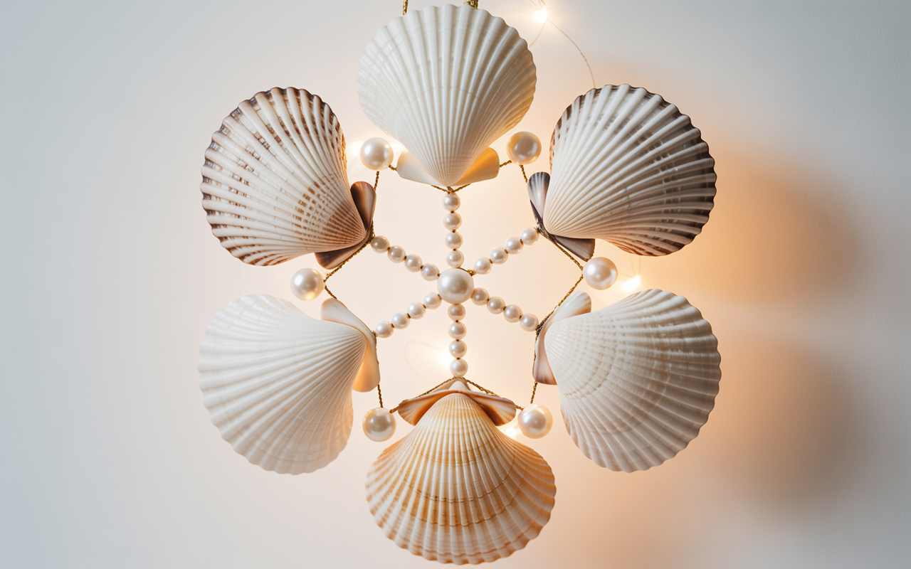 faux pearls at the joints for structure of seashells