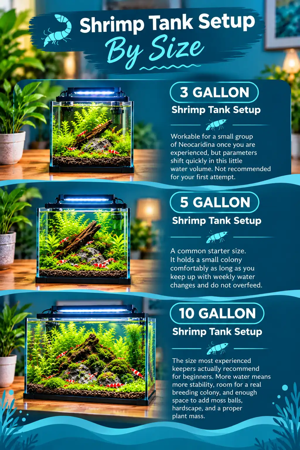 3,5,10,Gallon Shrimp Tank Setup
