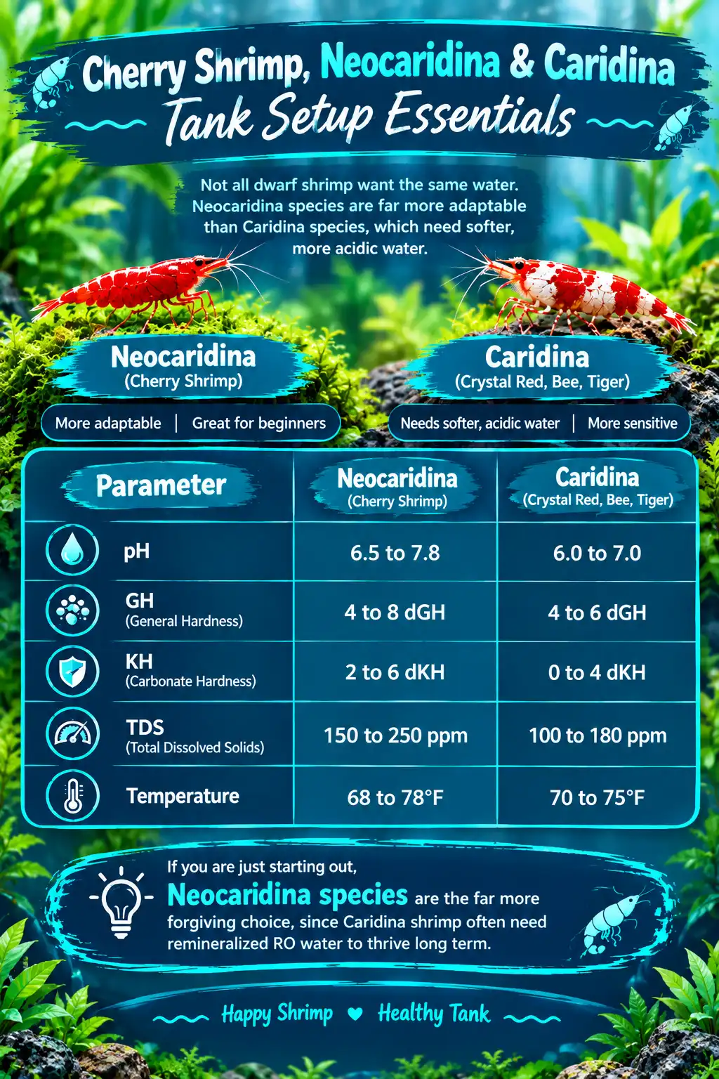 Cherry Shrimp, Neocaridina & Caridina Tank Setup Essentials