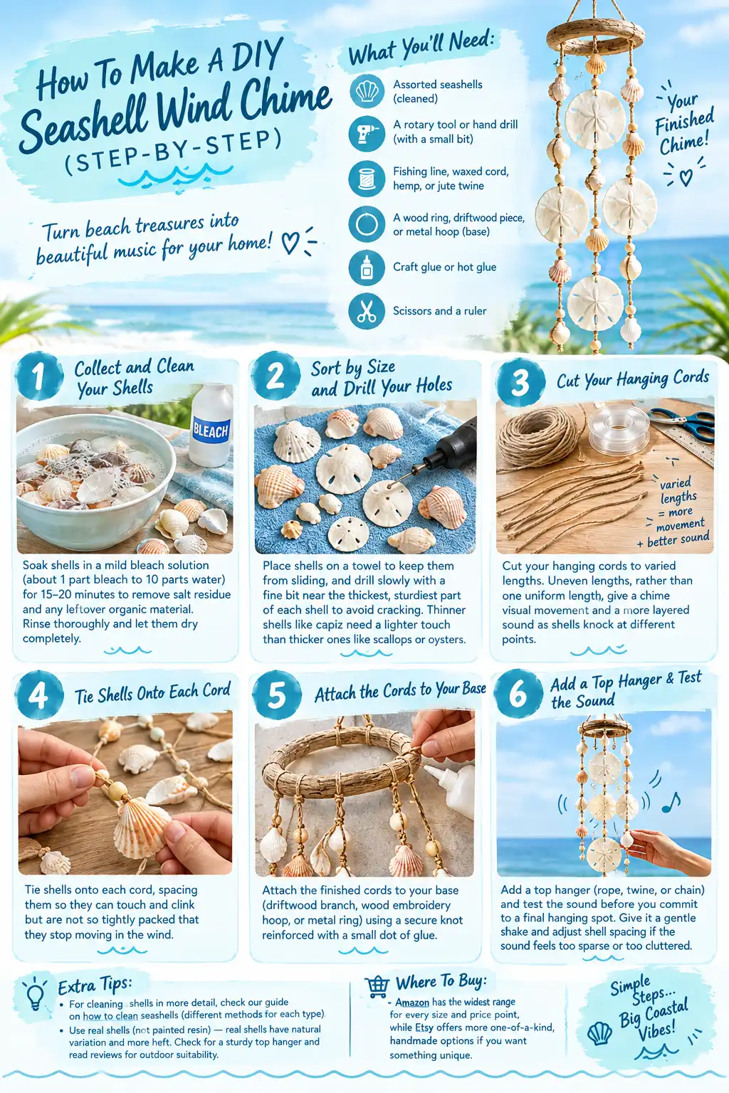 How To Make A DIY Seashell Wind Chime (Step-By-Step)