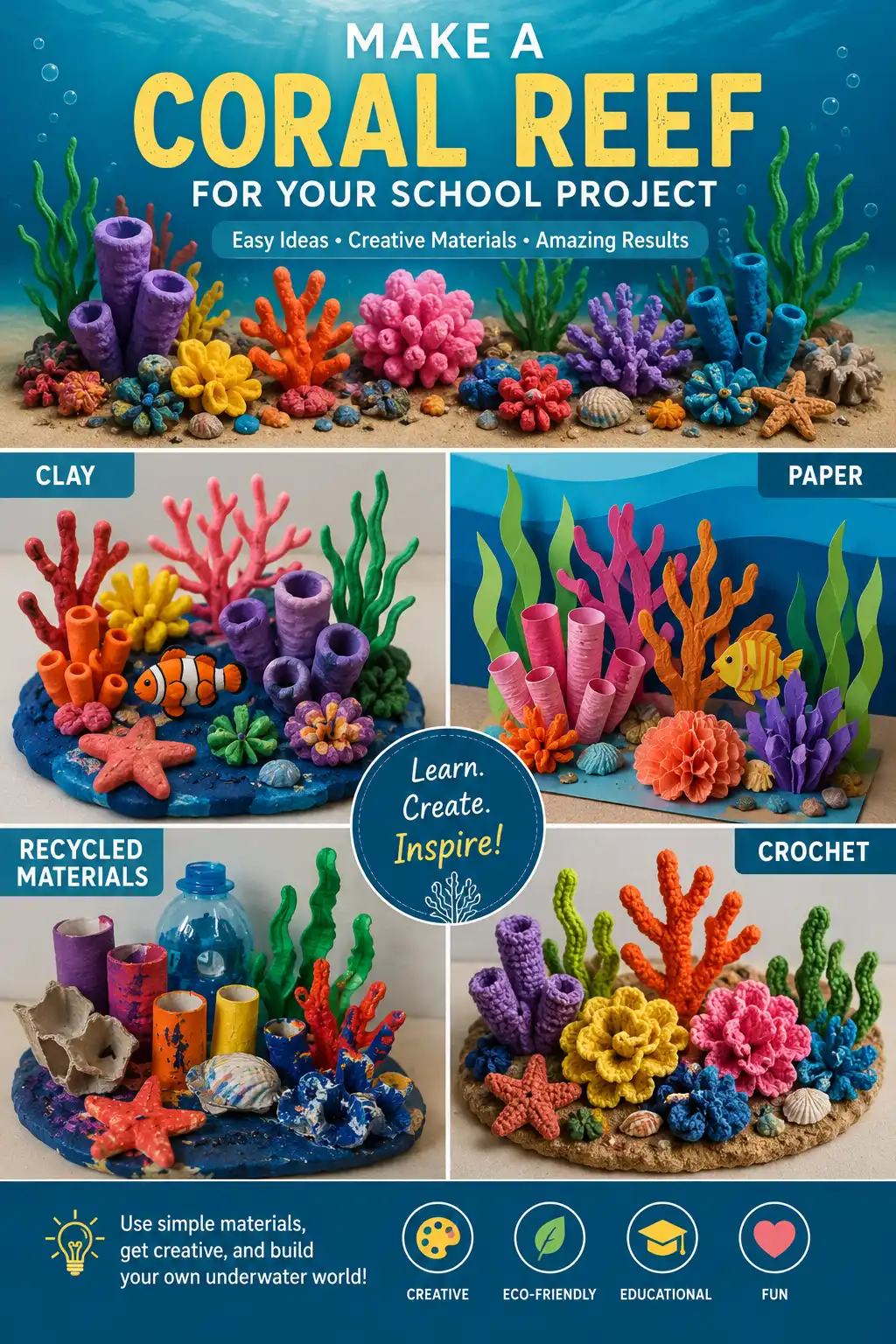 How do I make a coral reef for a school project