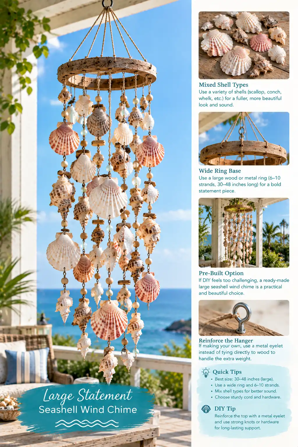 Large Statement Seashell Wind Chime