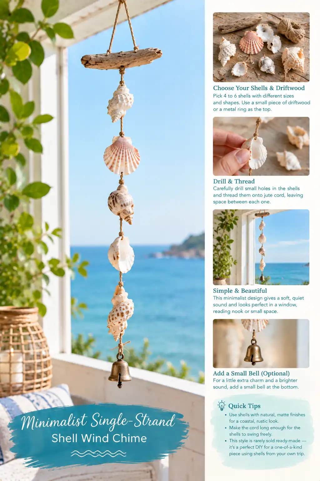 Minimalist Single-Strand Shell Wind Chime
