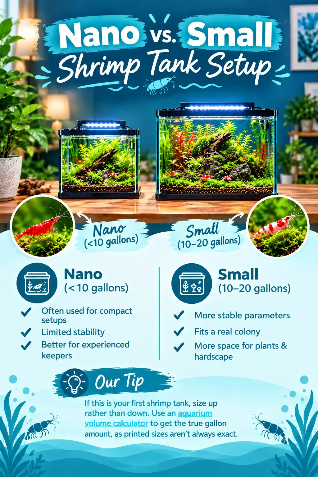 Nano Shrimp Tank Setup vs. Small Shrimp Tank Setup
