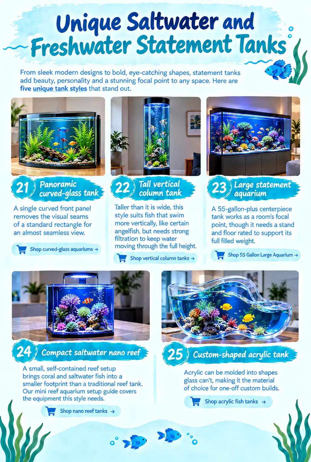 Unique Saltwater and Freshwater Statement Tanks