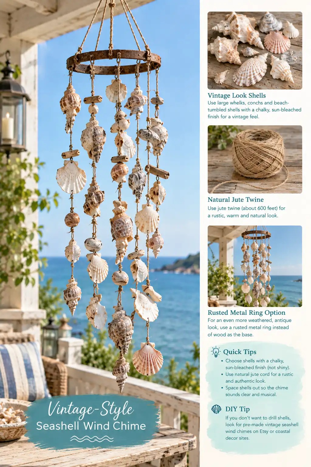 Vintage-Style Seashell Wind Chime