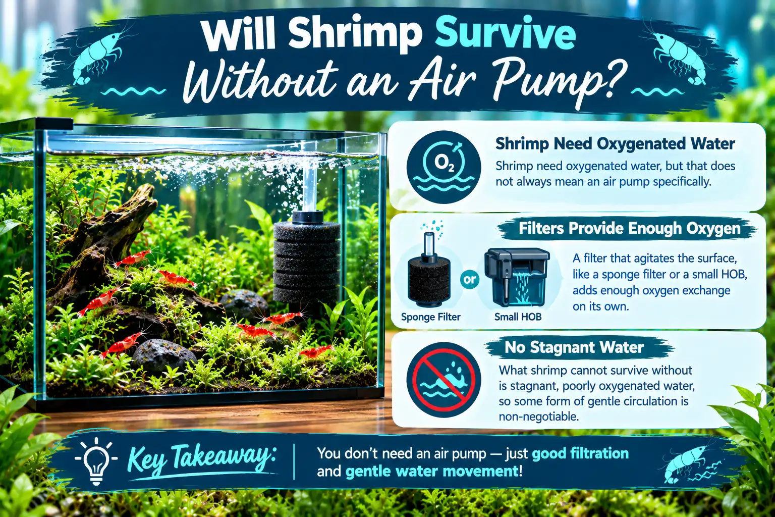 Will shrimp survive without an air pump