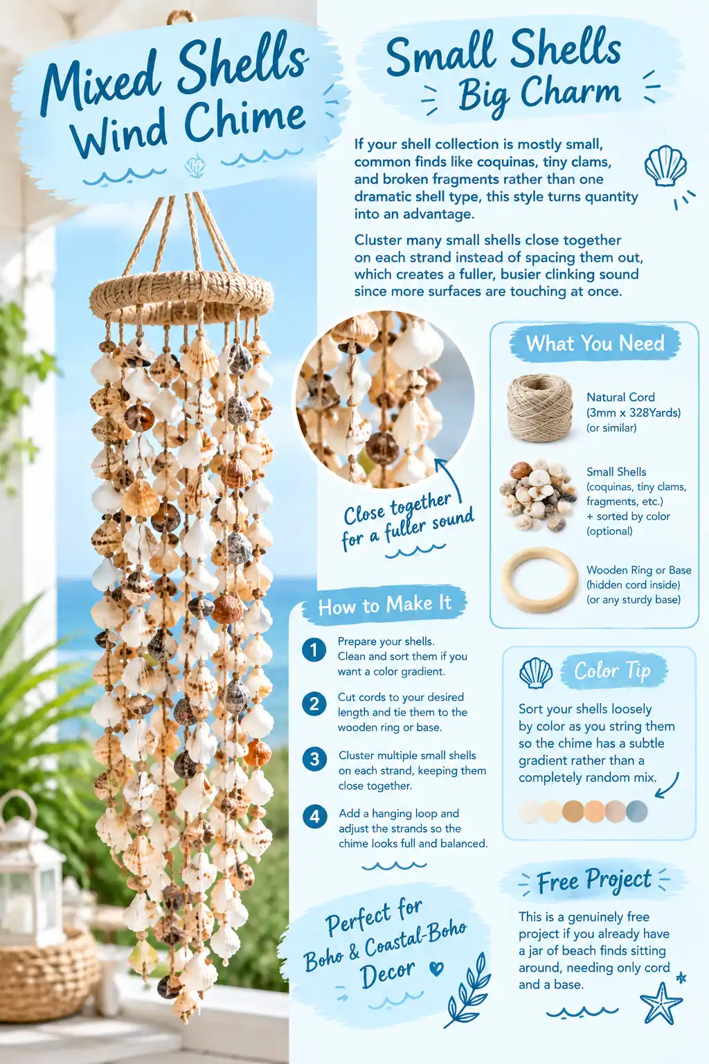 Wind Chime Made From Mixed Small Shells