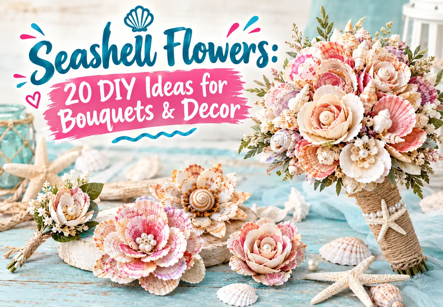 Seashell Flowers 20 DIY Ideas for Bouquets & Decor