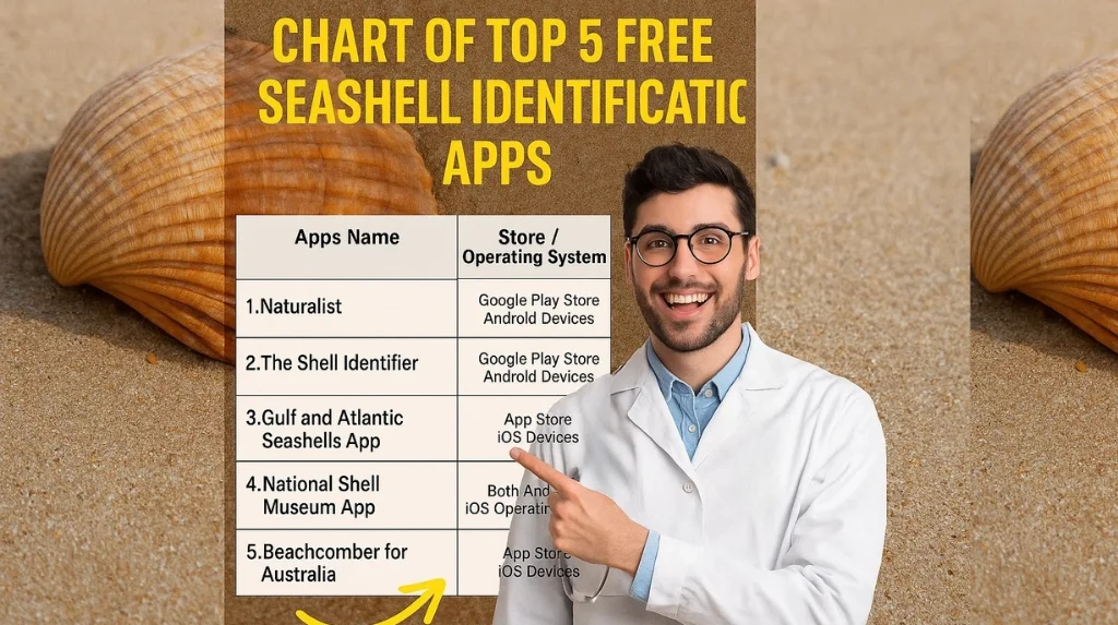 Chart of Top 5 Paid & Free Seashell Identification Apps