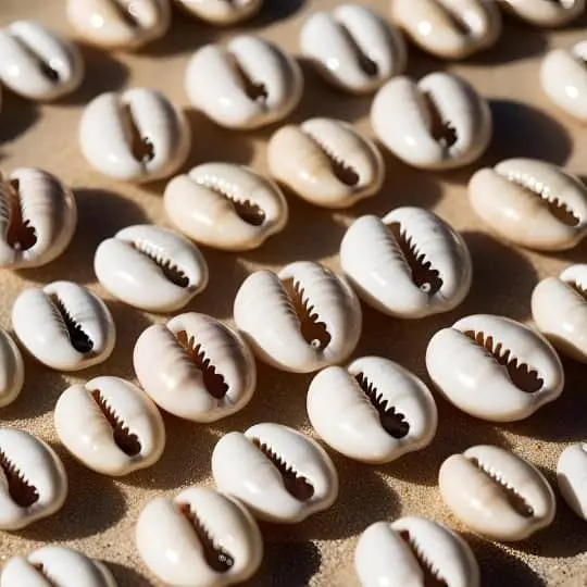 Cowrie shells  Small and smooth with a glossy look