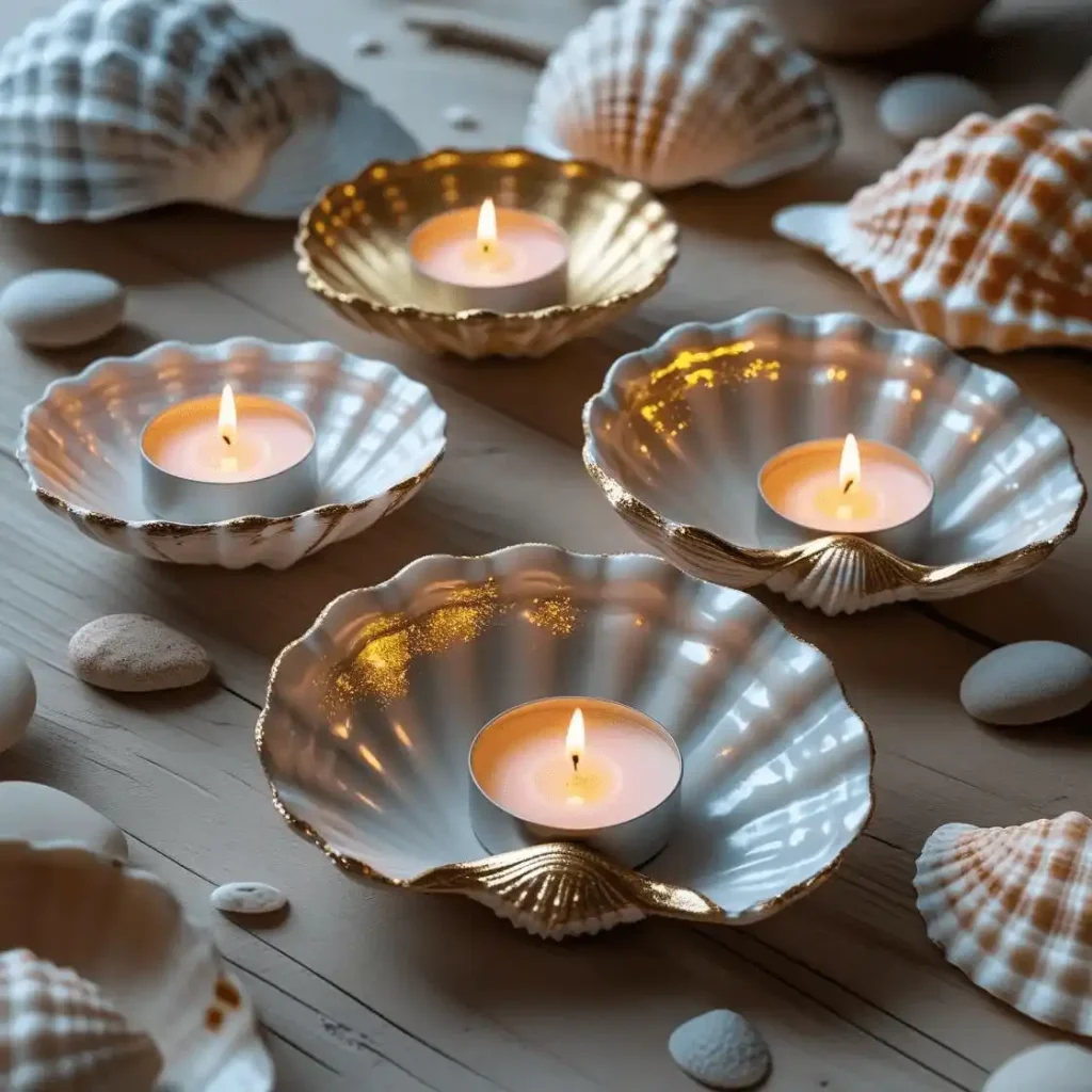 Seashell Candle Holders DIY What to make with seashells
