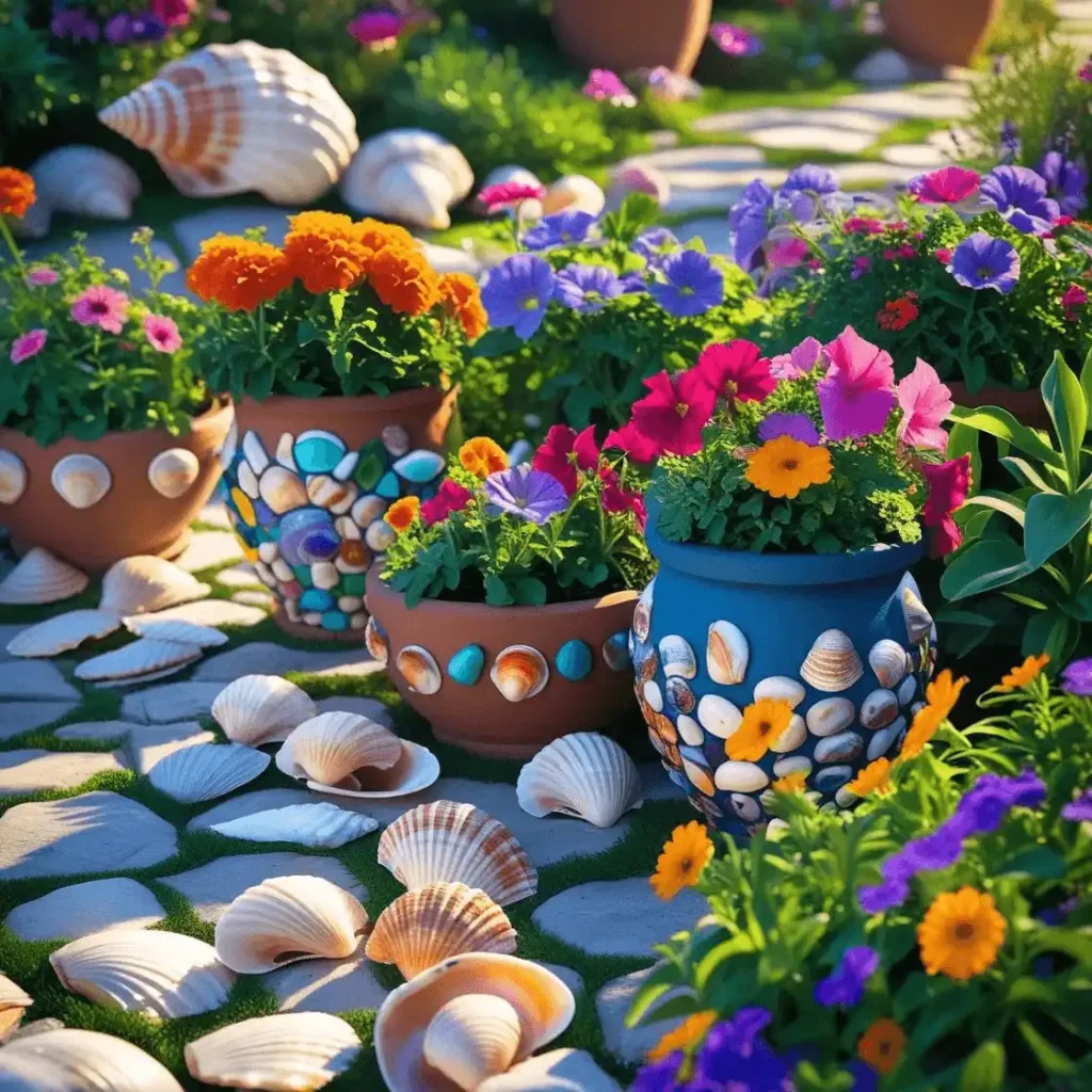 Whimsical Seashell Garden Décor DIY What to make with seashells