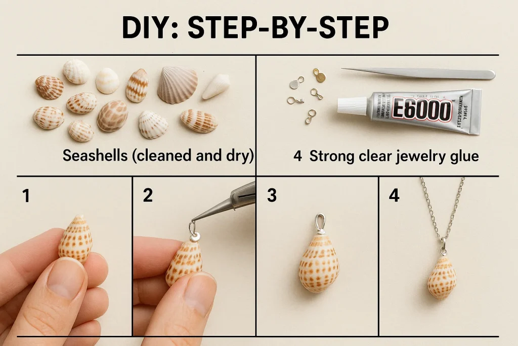 Do it Yourself (DIY) Step-by-Step to Make a Shell Necklace Without a Hole