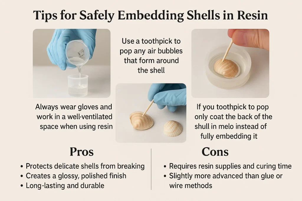 Tips to Safely carried out the complete process of  resin embedding process for sea shells?: