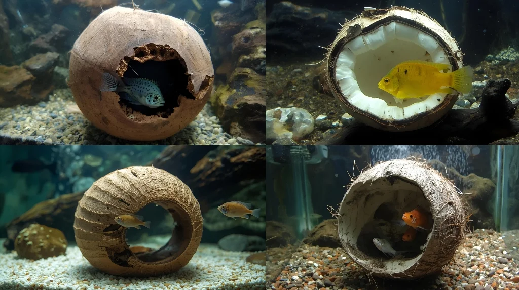 Coconut Shell Hideout for Betta Fish